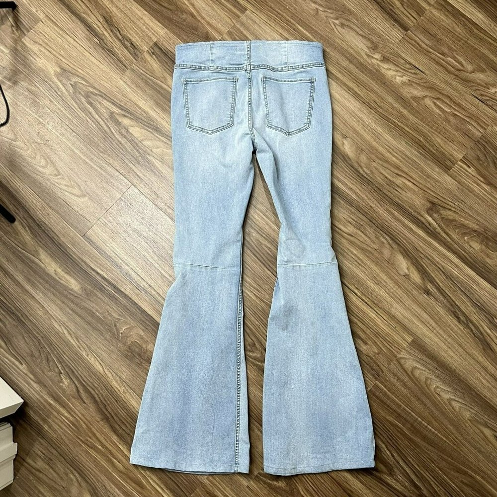 Free People Penny Pull On Flare Jeans Light Wash Jean High Rise Stretch Size 28 - Picture 4 of 12